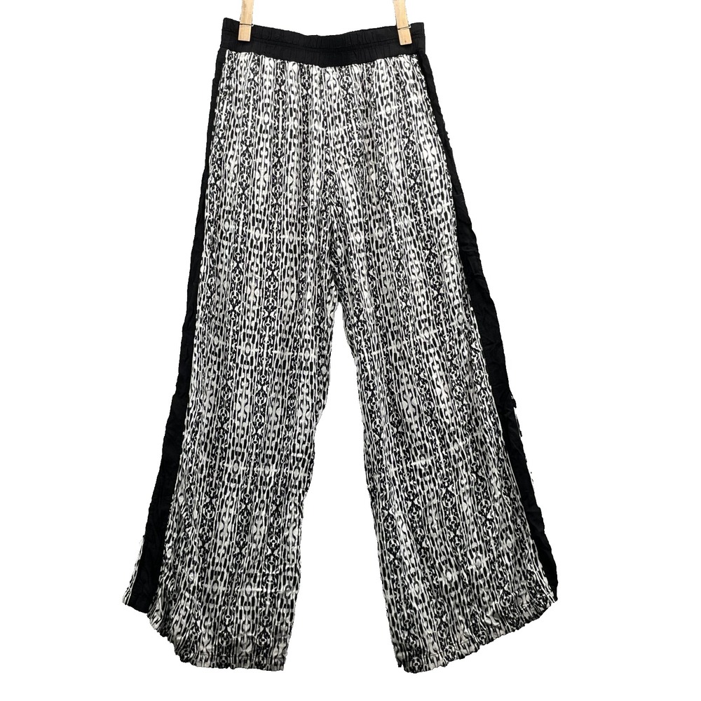 Matty M Pants Womens 26x29* Black White Boho Wide Leg Cropped Palazzo Casual